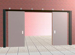 Откатные встречные двух-створчатые противопожарные ворота Alutech Marc-R 1088326241 фото